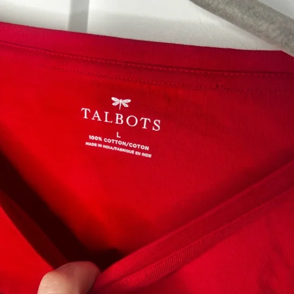 Talbots Red Long Sleeve Tee with White Bear Design - Picture 3 of 5